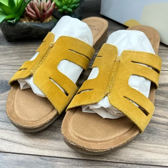 NIB Earth Origins 9W Luna Slip On Suede Slide Sandal Marigold Yellow 40.5 - Picture 3 of 11